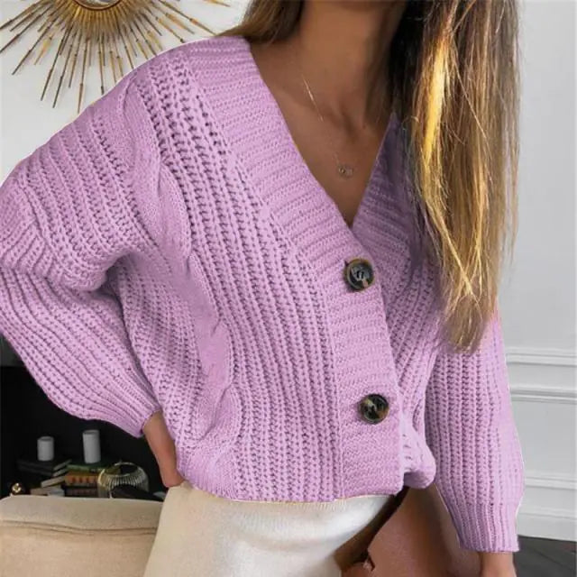 Vintage Knitted V Neck Cardigan